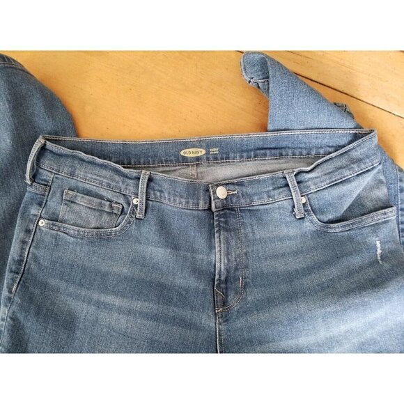Old Navy Women's Curvy Straight Distressed Medium Wash Blue Jeans Size 14 - Picture 5 of 11